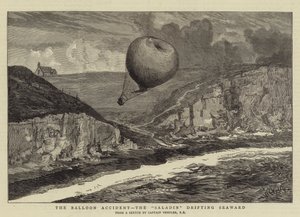 A léggömbbaleset, a tenger felé sodródó Szaladin alkotó: William Lionel Wyllie